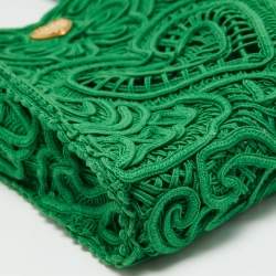 Pre Owned Dolce & Gabbana Green Crochet Beatrice Tote