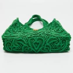 Pre Owned Dolce & Gabbana Green Crochet Beatrice Tote