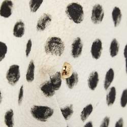 Pre Owned Dolce & Gabbana White/Black Polka Canvas and Leather Sicily Tote