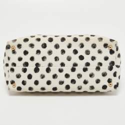 Pre Owned Dolce & Gabbana White/Black Polka Canvas and Leather Sicily Tote