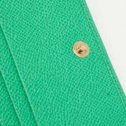 Pre Owned Dolce & Gabbana Green Leather Trifold Compact Wallet