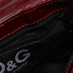 D&G Dark Red Patent and Snakeskin Embossed Leather Flap Shoulder Bag