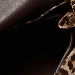Pre Owned Dolce & Gabbana Beige/Brown Leopard Print Canvas and Python Miss Dolce Top Handle Bag