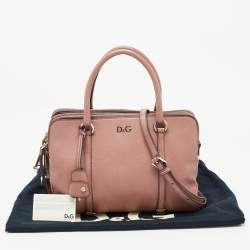 Pre Owned Dolce & Gabbana Beige Leather Lily Twist  Satchel
