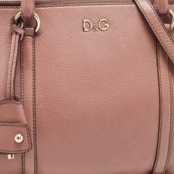Pre Owned Dolce & Gabbana Beige Leather Lily Twist  Satchel