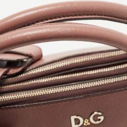 Pre Owned Dolce & Gabbana Beige Leather Lily Twist  Satchel