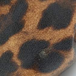 Pre Owned Dolce & Gabbana Brown/Black Leopard Print Coated Canvas and Leather Medium Miss Sicily Top Handle Bag