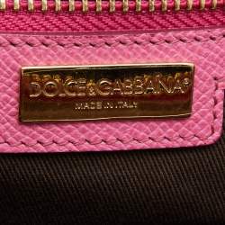 Pre Owned Dolce & Gabbana Brown/Pink Leopard Print Coated Canvas and Leather Wristlet Clutch