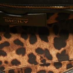 Pre Owned Dolce & Gabbana Black Leather Medium Miss Sicily Top Handle Bag