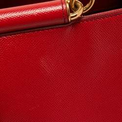 Pre Owned Dolce & Gabbana Red Leather Miss Sicily Shopper Tote