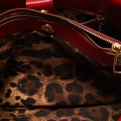 Pre Owned Dolce & Gabbana Red Leather Miss Sicily Shopper Tote