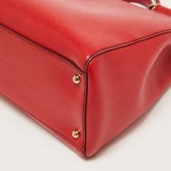 Pre Owned Dolce & Gabbana Red Leather Miss Sicily Shopper Tote