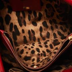 Pre Owned Dolce & Gabbana Red Leather Miss Sicily Shopper Tote