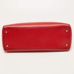 Pre Owned Dolce & Gabbana Red Leather Miss Sicily Shopper Tote