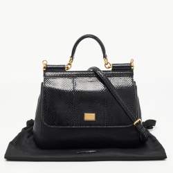 Pre Owned حقيبة دولتشي أند غابانا يد علوية ميس سيسيلي متوسطة جلد ثعبان وجلد حمراء