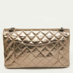 Pre Owned Chanel Metallic Quilted Aged Calf Leather 226 Reissue 2.55 Flap Bag