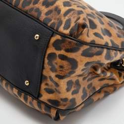 Pre Owned Dolce & Gabbana Leopard Print Coated Canvas and Leather Satchel