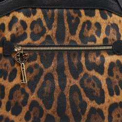 Pre Owned Dolce & Gabbana Leopard Print Coated Canvas and Leather Satchel