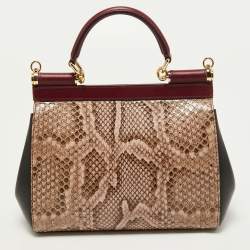 Pre Owned Dolce & Gabbana Multicolor Alligator,Python and Leather Small Miss Sicily Top Handle Bag