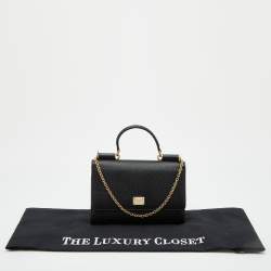 Pre Owned Dolce & Gabbana Black Leather Miss Sicily Von Wallet on Chain