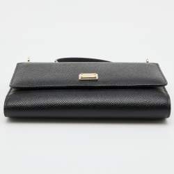 Pre Owned Dolce & Gabbana Black Leather Miss Sicily Von Wallet on Chain