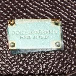 Pre Owned Dolce & Gabbana Burgundy Leather Large Miss Sicily Top Handle Bag