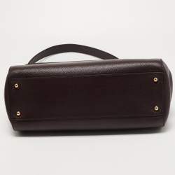 Pre Owned Dolce & Gabbana Burgundy Leather Large Miss Sicily Top Handle Bag