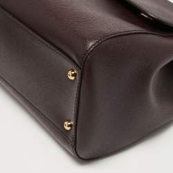 Pre Owned Dolce & Gabbana Burgundy Leather Large Miss Sicily Top Handle Bag