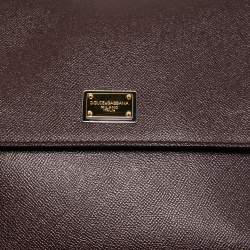 Pre Owned Dolce & Gabbana Burgundy Leather Large Miss Sicily Top Handle Bag