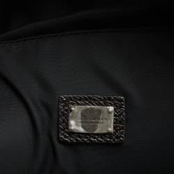 Pre Owned Dolce & Gabbana Navy Blue/Brown Nylon and Leather Printed Backpack