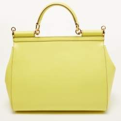 Dolce & Gabbana Lime Yellow Leather Large Miss Sicily Top Handle Bag