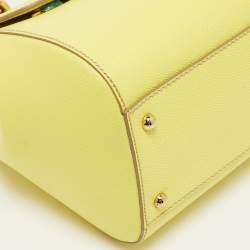 Dolce & Gabbana Lime Yellow Leather Large Miss Sicily Top Handle Bag