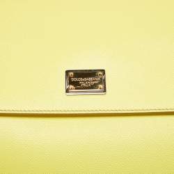 Dolce & Gabbana Lime Yellow Leather Large Miss Sicily Top Handle Bag