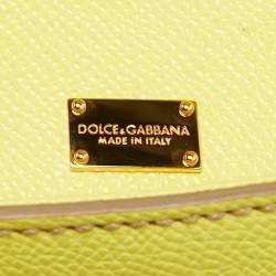 Dolce & Gabbana Lime Yellow Leather Large Miss Sicily Top Handle Bag