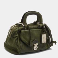 Pre Owned Dolce & Gabbana Olive Green Leather Miss Catch Satchel