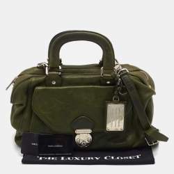 Pre Owned Dolce & Gabbana Olive Green Leather Miss Catch Satchel