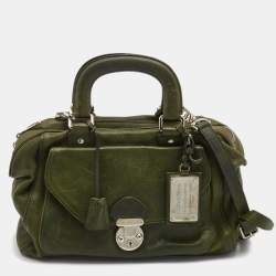 Pre Owned Dolce & Gabbana Olive Green Leather Miss Catch Satchel