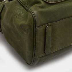 Pre Owned Dolce & Gabbana Olive Green Leather Miss Catch Satchel