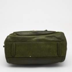 Pre Owned Dolce & Gabbana Olive Green Leather Miss Catch Satchel