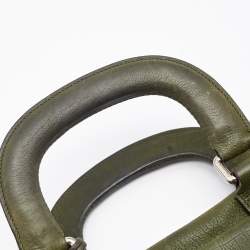 Pre Owned Dolce & Gabbana Olive Green Leather Miss Catch Satchel