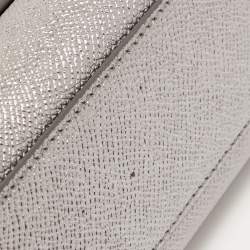 Pre Owned Dolce & Gabbana Silver Leather Mini Crystal and Spike DG Logo Miss Sicily Bag