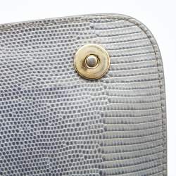 Pre Owned Dolce & Gabbana Grey Lizard Embossed Leather Medium Miss Sicily Top Handle Bag