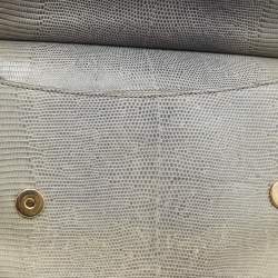 Pre Owned Dolce & Gabbana Grey Lizard Embossed Leather Medium Miss Sicily Top Handle Bag