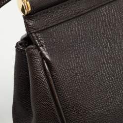 Pre Owned Dolce & Gabbana Dark Brown Leather Medium Miss Sicily Top Handle Bag