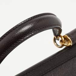 Pre Owned Dolce & Gabbana Dark Brown Leather Medium Miss Sicily Top Handle Bag