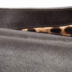 Pre Owned Dolce & Gabbana Dark Brown Leather Medium Miss Sicily Top Handle Bag