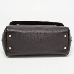 Pre Owned Dolce & Gabbana Dark Brown Leather Medium Miss Sicily Top Handle Bag