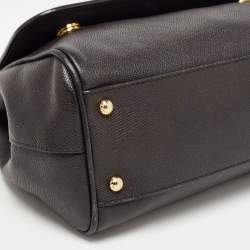 Pre Owned Dolce & Gabbana Dark Brown Leather Medium Miss Sicily Top Handle Bag