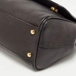 Pre Owned Dolce & Gabbana Dark Brown Leather Medium Miss Sicily Top Handle Bag