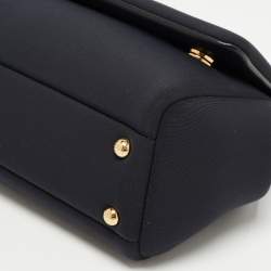 Dolce & Gabbana Black Neoprene Small Miss Sicily Top Handle Bag